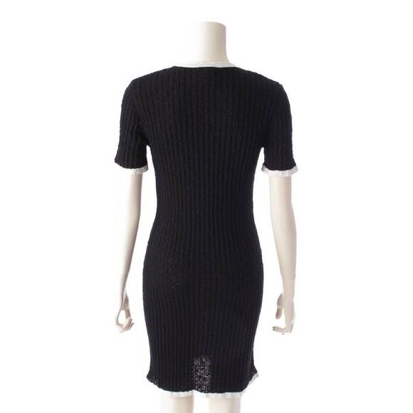 CHANEL Dress CC 22C Black Cotton Short Midi Dress Vintage - Picture 4 of 10